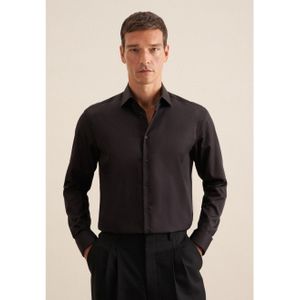 Seidensticker - Zakelijk Overhemd - Zwart - 100% Katoen - Regular Fit