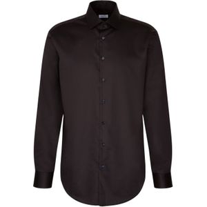 Seidensticker - Regular Fit - Herenoverhemd - Zwart - 100% Katoen