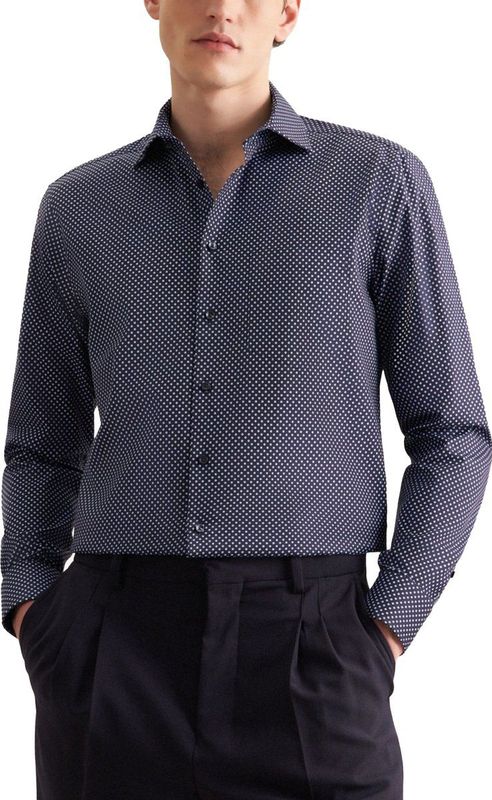 Seidensticker Overhemd donkerblauw, Bedrukt