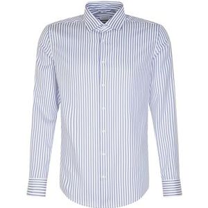 Seidensticker - Herenoverhemd - Blauw - Shaped Fit - Strijkvrij - 100% Katoen