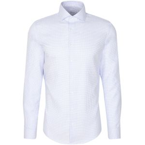 Seidensticker - Businessoverhemd - Blauw - Slim Langarm Kentkraag Structuur