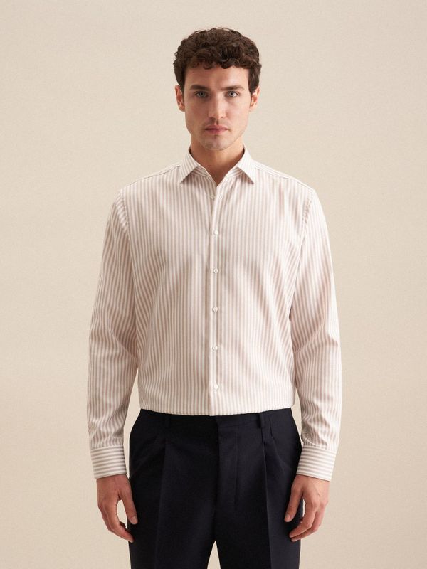 Seidensticker regular fit overhemd, popeline, beige gestreept