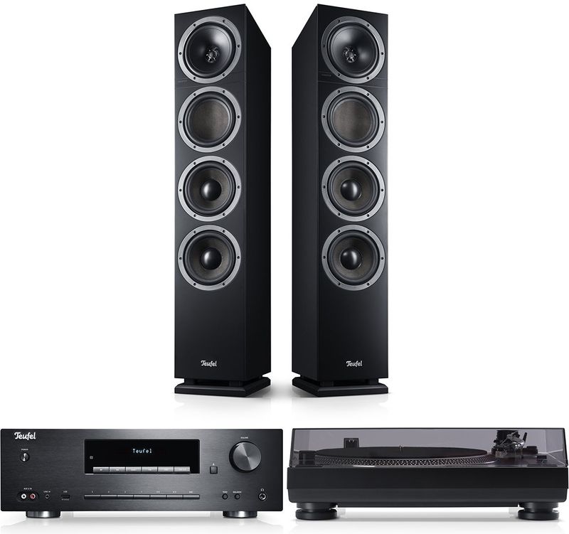 Teufel THEATER 500 KOMBO VINYL 250 | Vloerstaande luidsprekers | Platenspeler | Driewegsysteem | Zwart