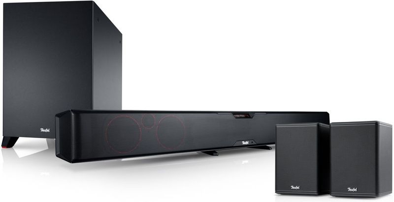 Teufel CINEBAR PRO Surround 4.1-Set - High end soundbar - Virtuele surround sound - 1 HDMI-uit - 4 x HDMI in - Draadloze XL subwoofer en actieve rearspeakers - Bluetooth - zwart