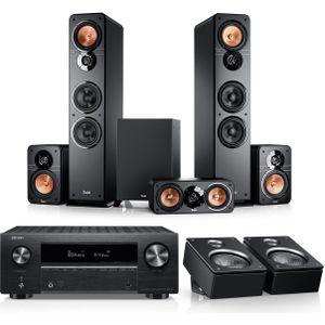 Teufel ULTIMA 40 Surround + Denon 32800H DAB | 5.1 set met AV-receiver | Films, games, muziek | HDMI | Zwart