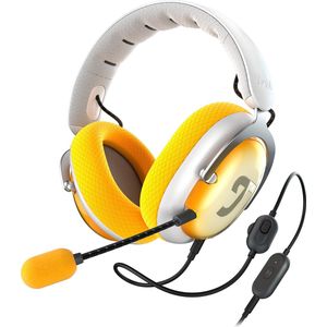 Teufel ZOLA | Bekabelde over-ear headset met microfoon voor games, muziek en home-office, 7.1 binaurale surround sound - Light Grey Golden Amber