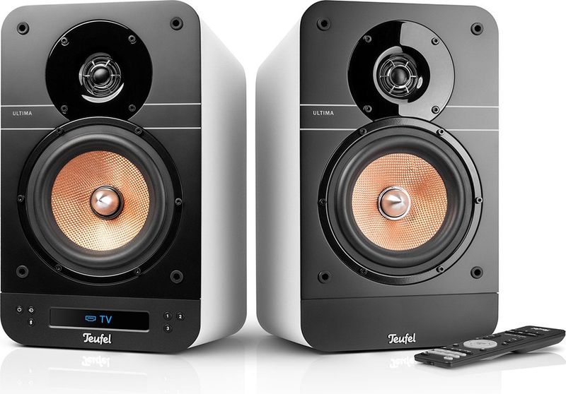 Teufel ULTIMA 25 ACTIVE - Bluetooth boekenplankspeakers met geïntegreerde AV-receiver - Dolby Audio - DAB+ /FM-radio - Bluetooth 5.0 aptX - HDMI ARC CEC - pure white