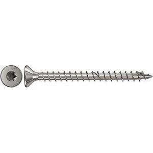 fischer Power-Fast FPF-ST 3, 5 x 25 A2F - Premium spaanplaatschroeven met verzonken kop voor het bevestigen van algemene houtverbindingen, volledige schroefdraad, roestvrij staal - 300 stuks - art.nr.