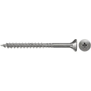 Fischer spaanplaatschroef 6x60mm - platkop - RVS A2 - voldraad - PZD 2 - 657244 (Per 100 stuks)