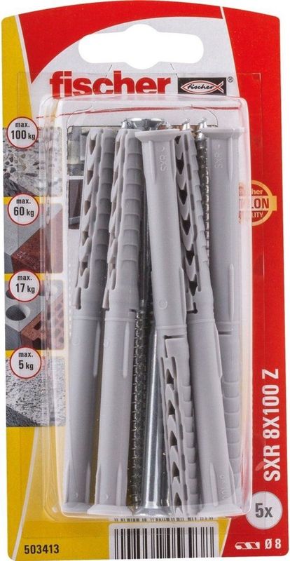 Fischer - Constructieplug SXR - Grijs - Kunststof - Per 5 Stuks