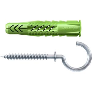 Fischer 4x Universaldübel GREEN UX 6x35 R RH mit Rand und Rundhaken - 524803
