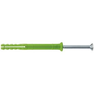 fischer Nagelpluggen 6 x 80/50 S groen, hoogwaardige nylon pluggen met verzinkte verzonken schroef (45 stuks), pluggen voor optimale grip bij bevestigingen in beton, baksteen en natuursteen