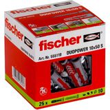 Fischer - Duopower - Plug - Kunststof - Lengte 50mm - Boorgatdiameter 10mm