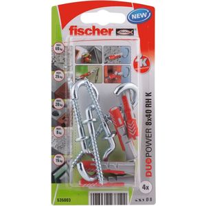 Fischer plug Duopower met ronde haak 8x40mm (Per 4 stuks)
