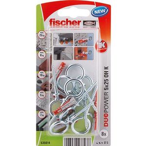 Fischer plug Duopower met ooghaak 5x25mm (Per 8 stuks)