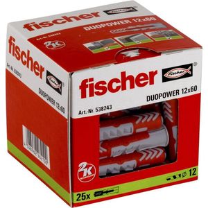 fischer 538243 bevestiging, nylon/polyethyleen, grijs/rood, 12 x 60 cm