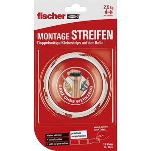 Fischer - Montastrips - Dubbelzijdige Plakstrips - 20 Stuks - Sterk Plakband - Eenvoudig Weer Te Verwijderen