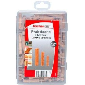 fischer Praktische Helfer 548597 Holzdübel-Sortiment, 160 Stück