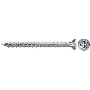 fischer PowerFast II CZF 3,5 x 40, spaanplaatschroef (100 stuks) met volledige schroefdraad, verzonken kopschroef met kruiskop, schroef voor houtbewerking, vermindert inschroefweerstand en