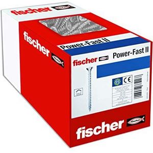 fischer - PowerFast II houtschroeven 3,5 x 45 verzonken kop, TX-voetafdruk, wit verzinkt, volledige schroefdraad/doos van 200 stuks