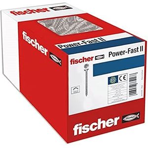 fischer PowerFast II CZF 4,5 x 16, spaanplaatschroef (1000 stuks) met volledige schroefdraad, verzonken kopschroef met kruiskop, schroef voor houtbewerking, vermindert inschroefweerstand en