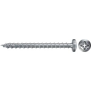 fischer PowerFast II PZF 6,0 x 40, spaanplaatschroef (100 stuks) met volledige schroefdraad, pan kop met kruiskop, schroef voor houtbewerking, vermindert inschroefweerstand en inschroeftijd