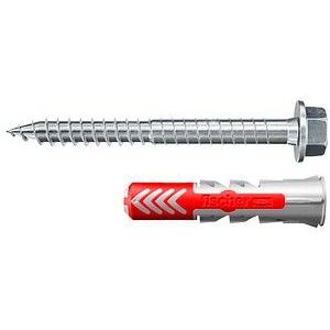 fischer DUOPOWER 10 x 50 S met ETA, universele pluggen met veiligheidsschroef, 2-componentenpluggen, kunststof pluggen voor bevestiging in beton, baksteen, gipsplaat enz., 50 pluggen + 50 schroeven