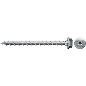 fischer 566378 HWTF 10,0 x 120, krachtige zeskantkop, binnensteropname en volledige schroefdraad, voor constructieve houtbouw, 50 stuks PowerFast II houtschroef, zilver