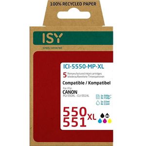 ISY - Multipack 5 - Canon 550XL + 551XL - Inktcartridges - Gerecycled
