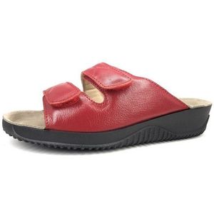 Rohde Dames Slippers Met Klittenband Sluiting - Rood