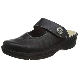 Berkemann - Heliane - Slippers - Zwart - Echt Leer - Klittenbandsluiting