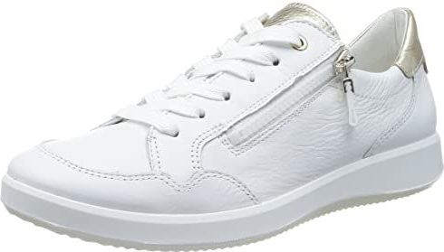 Ara - Roma - Sneakers - Wit/Platinakleur - Comfortabele Breedte - Vetersluiting