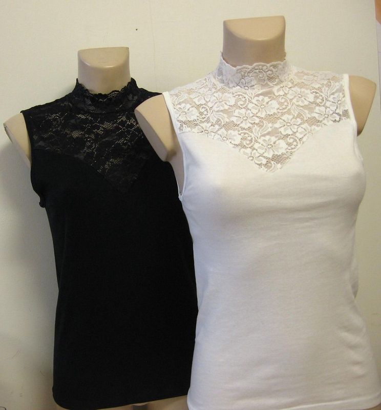 Nina von C - Kanten Top - Biologisch Katoen - Zwart - GOTS Gecertificeerd