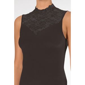 Nina von C dames Kanten Top Blazershirt Met Hoge hals Dames kanten mouwloos ondershirt zonder mouwen Wit