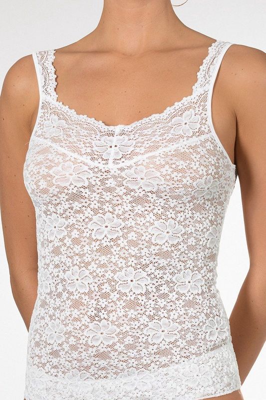 Millefleurs - Nina von C - Dames Hemd - Wit - 85% Polyamide, 15% Elastaan, Luxe Kanten Afwerking