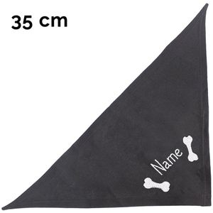 Halsdoekje, borduursel 2 botmotief + naam 35cm zwart