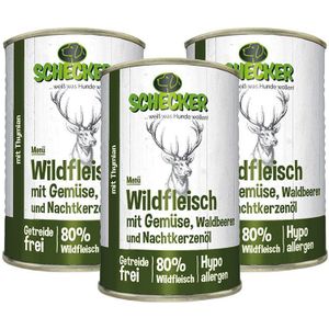 Schecker hondenmenu - wild met groente, bosbessen en teunisbloemolie 3 x 410g