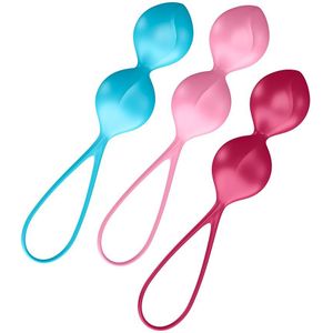 Satisfyer - Bekkenbodem Trainer - Kegel Balls Set Van 3 - Rood - Roze - Blauw - Gevorderd