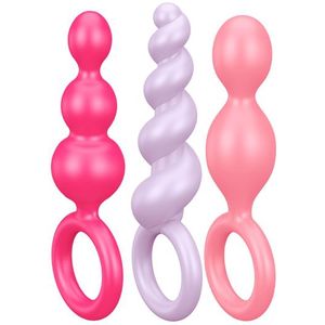Buttplugset - Zwart - Medische Siliconen - Diverse Structuren