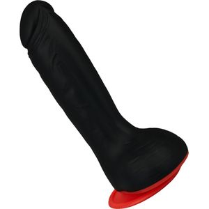 EIS, Deluxe siliconen dildo Black/RED Mamba, krachtige zuignap, authentieke look, schacht 14 cm