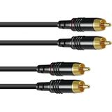 SOMMER CABLE rca audio kabel - tulp kabel - 2x tulp 0.5m bk Hicon- cinch audiokabel