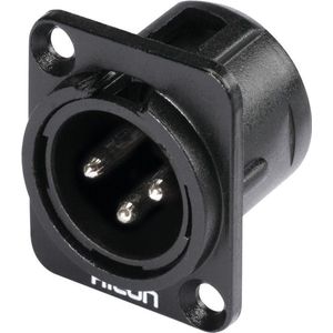 HI-X3DM-M XLR-Steckverbinder Flanschstecker, Kontakte gerade Polzahl: 3 Schwarz 1 St. - Hicon