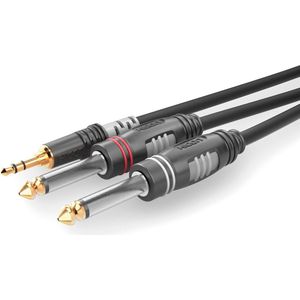 Sommer Cable HBA-3S62-0150 Jackplug Audio Aansluitkabel [1x Jackplug male 3,5 mm - 2x Jackplug male 6,3 mm (mono)] 1.50