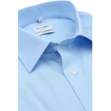 OLYMP - Blauw Effen Overhemd - Katoen - Kent Kraag - Lange Mouwen