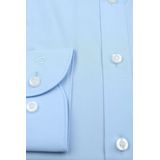 OLYMP - Blauw Effen Overhemd - Katoen - Kent Kraag - Lange Mouwen