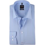 OLYMP - Blauw Effen Overhemd - Katoen - Kent Kraag - Lange Mouwen