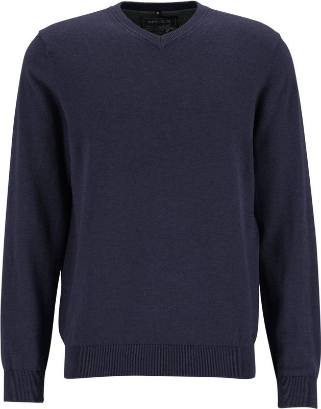 MARVELIS - Heren Trui - Donkerblauw - Katoen - V-hals