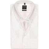 OLYMP - Effen Overhemd - Wit - 100% Katoen - Korte Mouwen - Button Down Kraag