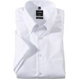 OLYMP - Effen Overhemd - Wit - 100% Katoen - Korte Mouwen - Button Down Kraag