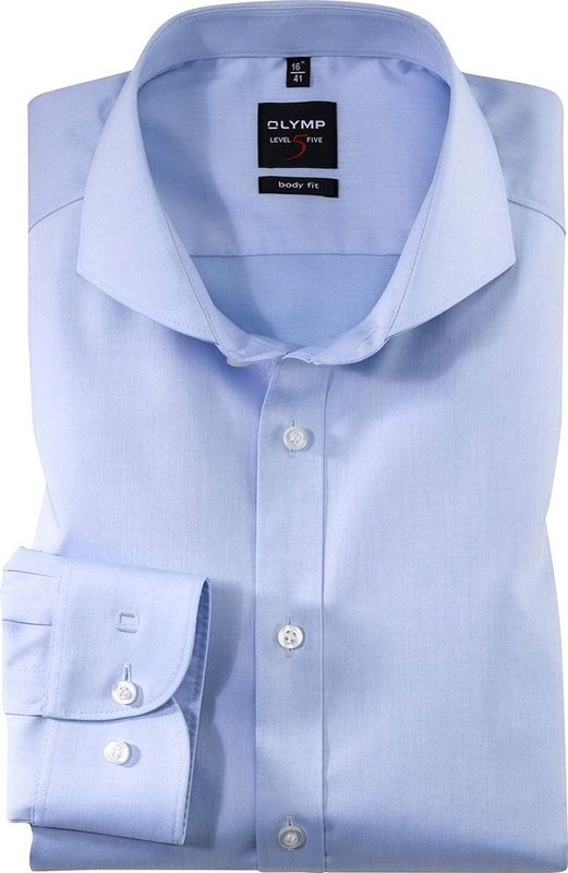 OLYMP - Level 5 - Overhemd - Lichtblauw - Fijn Twill - Strijkvriendelijk